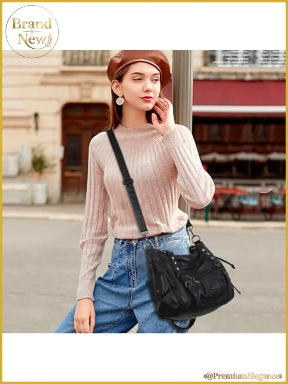 Vegan Leather Multi Pocket Retro Hobo Handbag Satchel Tote for Women